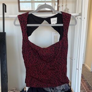 Reformation diandra size 12 Black and Red Patterned Top